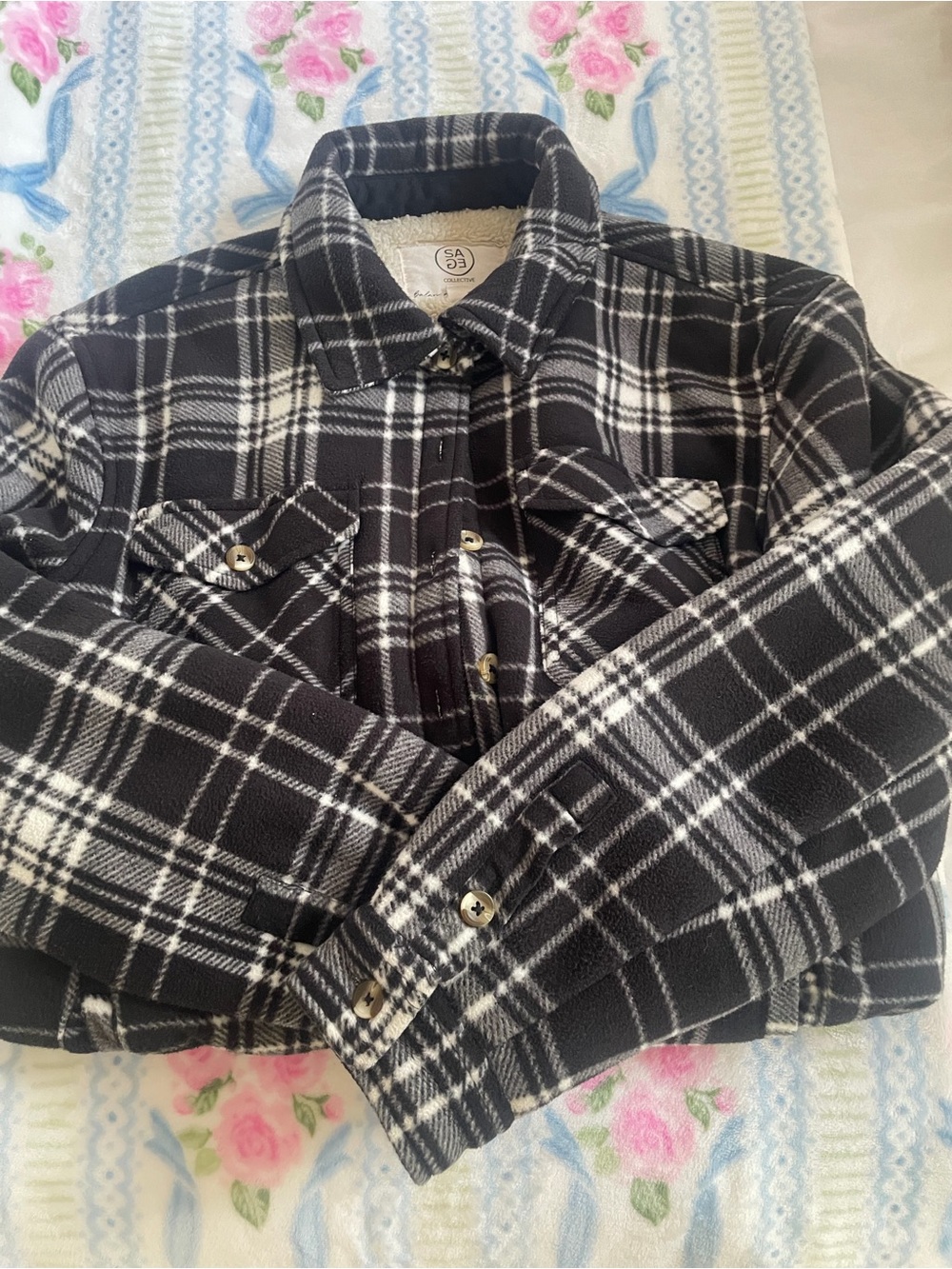 Sage Black & White Plaid Jacket Vest